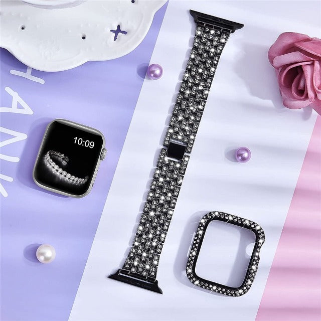 Apple Watch -ranneke mustalla timanttikuorella
