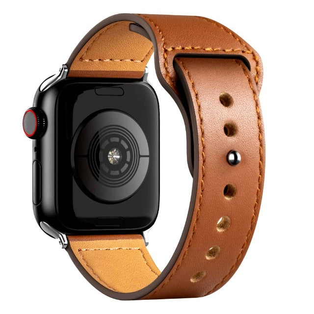 Apple Watch -rannekoru ruskeaa nahkaa