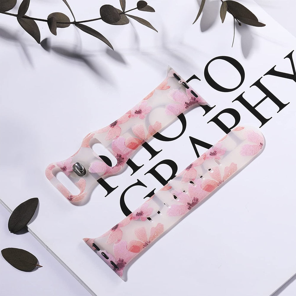 Apple Watch -rannekoru naisille, kukkakuvioitu