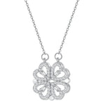 Nelilehtisen apilan sydänkaulakoru onnenamuletilla hopeasta