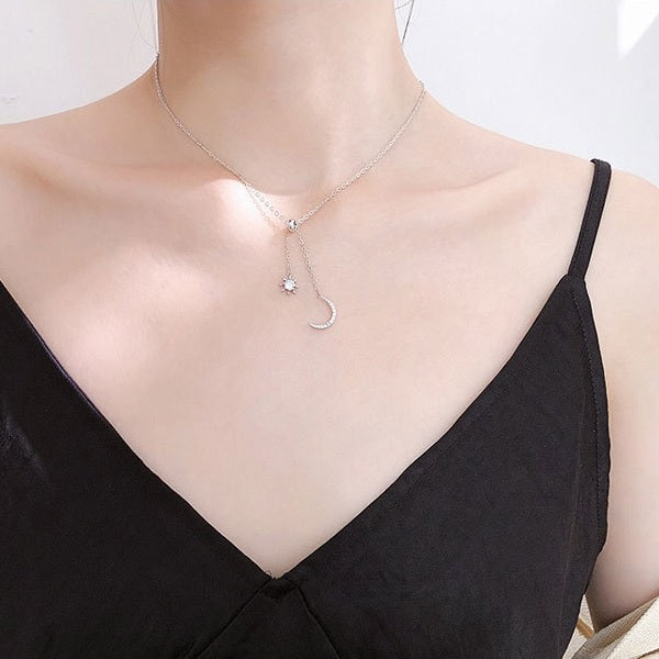 Kuu & Aurinko hopeinen kaulakoru