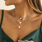 Naisten hopea- ja kultainen kolmirivinen kaulakoru