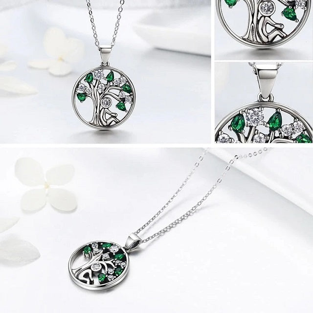 Hopeinen Elämänpuu-riipus