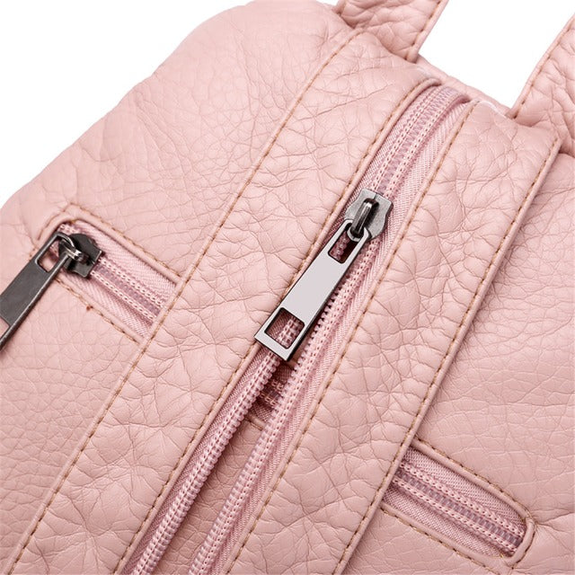 Nahkainen kissanreppu Naisten koululaukku söpö vaaleanpunainen 