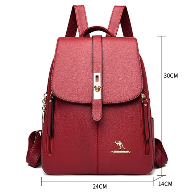 Naisten punainen nahkainen reppu 