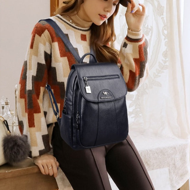 Naisten musta nahkainen laukku 