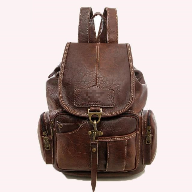 Vintage nahkalaukku Reppu Satchel Ruskea 